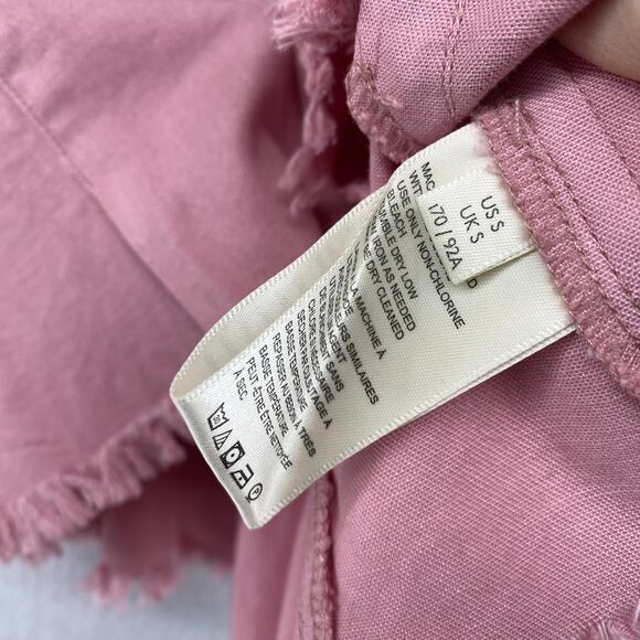 FREE PEOPLE Top S Better Days Tube Corset Smocked Frayed Cropped Cotton Pink NEW - Picture 13 of 16